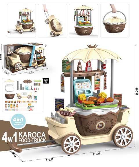 WOOPIE Sklep Fast Food na Kółkach Wózek Walizka 59 akc. 4w1 Woopie WOOPIE Sklep Fast Food na Kółkach Wózek Walizka 59 akc. 4w1 Woopie