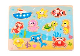 TOOKY TOY Drewniane Puzzle Montessori Morze z Pinezkami Dopasuj Kształty Tooky Toy