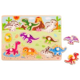 TOOKY TOY Drewniane Puzzle Montessori Układanka Dinozaury Kształty Tooky Toy