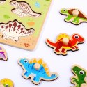 TOOKY TOY Drewniane Puzzle Montessori Układanka Dinozaury Kształty Tooky Toy