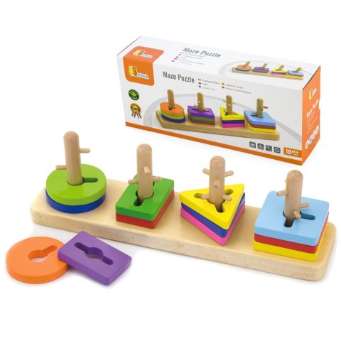 VIGA Drewniane klocki z sorterem kształtów Montessori Viga Toys