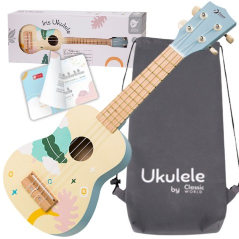 CLASSIC WORLD Drewniane Ukulele Gitara dla Dzieci Niebieskie Classic World