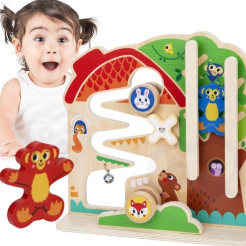 TOOKY TOY Drewniana Tablica Manipulacyjna Montessori Labirynt Tooky Toy TOOKY TOY Drewniana Tablica Manipulacyjna Montessori Labirynt Tooky Toy