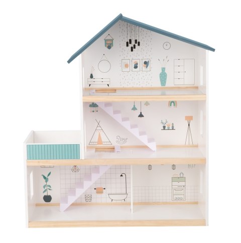 TOOKY TOY Duży Drewniany Domek dla Lalek + Figurki FSC Tooky Toy TOOKY TOY Duży Drewniany Domek dla Lalek + Figurki FSC Tooky Toy