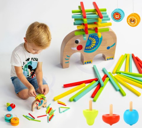 TOOKY TOY Zestaw Gier Zręcznościowych Bierki Bączek JoJo Słonik 46 el. Tooky Toy TOOKY TOY Zestaw Gier Zręcznościowych Bierki Bączek JoJo Słonik 46 el. Tooky Toy