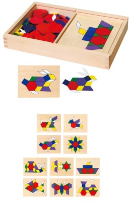 VIGA Drewniana Mozaika Geometryczna Klocki Dienesa Układanka Logiczna Montessori148 el Viga Toys