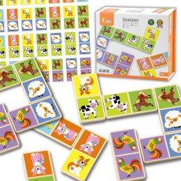 VIGA Edukacyjne Klocki Domino Drewniane gra Farma 28 elementów Montessori Viga Toys