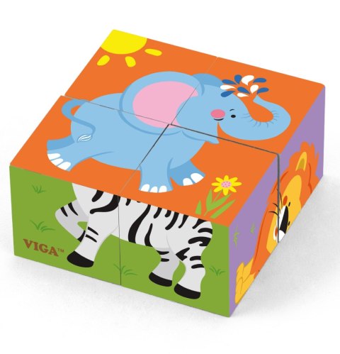 Viga Drewniana układanka Zoo Puzzle 4 klocki Viga Toys