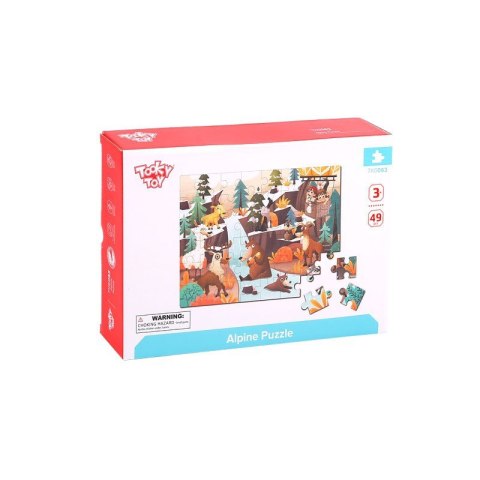 TOOKY TOY Puzzle z Woreczkiem Układanka Alpejskie Zwierzęta i Krajobraz 49 el. Tooky Toy TOOKY TOY Puzzle z Woreczkiem Układanka Alpejskie Zwierzęta i Krajobraz 49 el. Tooky Toy