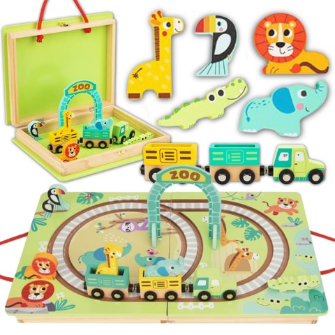 TOOKY TOY DREWNIANY POCIĄG KOLEJKA ZOO CIUCHCIA NA MAGNES TOR W WALIZCE Tooky Toy TOOKY TOY DREWNIANY POCIĄG KOLEJKA ZOO CIUCHCIA NA MAGNES TOR W WALIZCE Tooky Toy