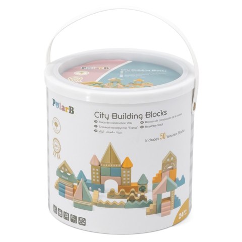 VIGA PolarB Drewniane Klocki Bloki Miejskie 50 elementów Montessori Viga Toys VIGA PolarB Drewniane Klocki Bloki Miejskie 50 elementów Montessori Viga Toys