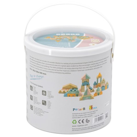 VIGA PolarB Drewniane Klocki Bloki Miejskie 50 elementów Montessori Viga Toys VIGA PolarB Drewniane Klocki Bloki Miejskie 50 elementów Montessori Viga Toys