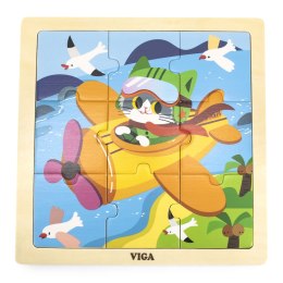 VIGA Poręczne Drewniane Puzzle Samolot 9 elementów Viga Toys