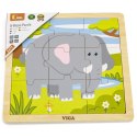 VIGA Poręczne Drewniane Puzzle Słoń 9 elementów Viga Toys