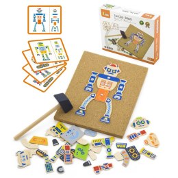 VIGA Drewniana Przybijanka Roboty 45 elementów Montessori Viga Toys