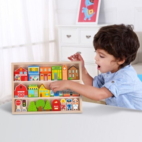 TOOKY TOY Drewniany Zestaw Budynków i Figurek Miasto Tooky Toy TOOKY TOY Drewniany Zestaw Budynków i Figurek Miasto Tooky Toy