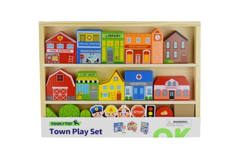 TOOKY TOY Drewniany Zestaw Budynków i Figurek Miasto Tooky Toy TOOKY TOY Drewniany Zestaw Budynków i Figurek Miasto Tooky Toy