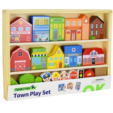 TOOKY TOY Drewniany Zestaw Budynków i Figurek Miasto Tooky Toy TOOKY TOY Drewniany Zestaw Budynków i Figurek Miasto Tooky Toy