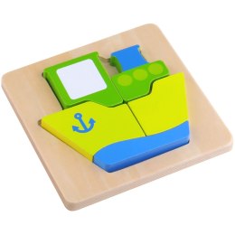 TOOKY TOY Puzzle Układanka Montessori Grube Klocki Statek 6 el. Tooky Toy