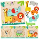 TOOKY TPY Drewniane Puzzle Montessori Wielowarstwowe Tablica Zwierzątka Leśne 7 el. Tooky Toy