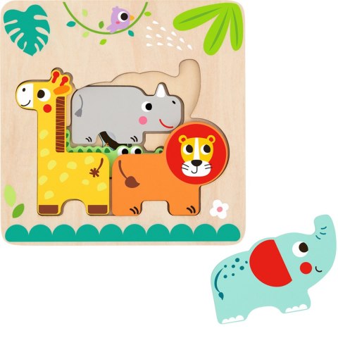 TOOKY TPY Drewniane Puzzle Montessori Wielowarstwowe Tablica Zwierzątka Leśne 7 el. Tooky Toy TOOKY TPY Drewniane Puzzle Montessori Wielowarstwowe Tablica Zwierzątka Leśne 7 el. Tooky Toy