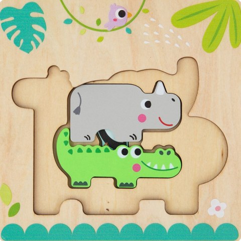 TOOKY TPY Drewniane Puzzle Montessori Wielowarstwowe Tablica Zwierzątka Leśne 7 el. Tooky Toy TOOKY TPY Drewniane Puzzle Montessori Wielowarstwowe Tablica Zwierzątka Leśne 7 el. Tooky Toy