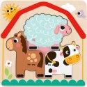 Tooky Toy Drewniane Puzzle Montessori Wielowarstwowe Tablica Zwierzątka na Farmie 7 el. Tooky Toy