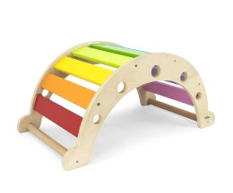 VIGA Drewniany Bujak Mostek 2w1 Huśtawka Montessori Tęczowa Viga Toys