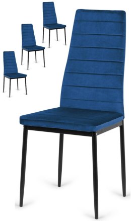 Krzesła tapicerowane zestaw 4 VALVA LINE VELVET BLUE Lugano