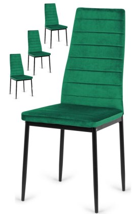 Krzesła tapicerowane zestaw 4 VALVA LINE VELVET GREEN Lugano