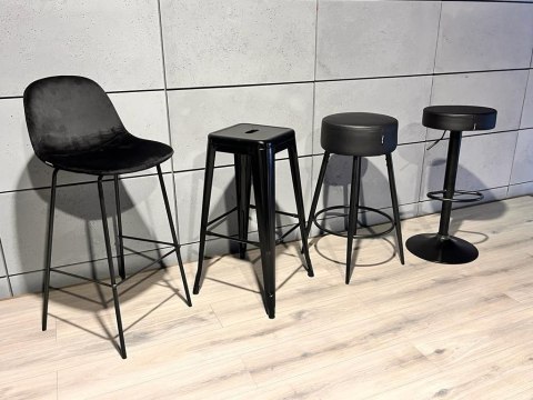 Krzesło barowe SMILE BAR BLACK VELVET hoker OUTLET Lugano Krzesło barowe SMILE BAR BLACK VELVET hoker OUTLET Lugano