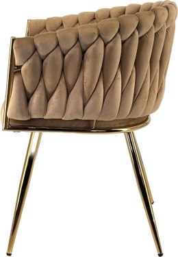 Krzesło plecione Lugano fotel TRECCIA BEIGE VELVET GOLD Lugano