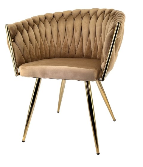 Krzesło plecione Lugano fotel TRECCIA BEIGE VELVET GOLD OUTLET Lugano