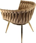 Krzesło plecione Lugano fotel TRECCIA BEIGE VELVET GOLD OUTLET Lugano