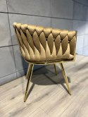 Krzesło plecione Lugano fotel TRECCIA BEIGE VELVET GOLD OUTLET Lugano