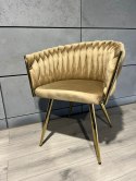 Krzesło plecione Lugano fotel TRECCIA BEIGE VELVET GOLD OUTLET Lugano