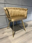 Krzesło plecione Lugano fotel TRECCIA BEIGE VELVET GOLD OUTLET Lugano