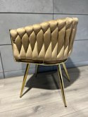 Krzesło plecione Lugano fotel TRECCIA BEIGE VELVET GOLD OUTLET Lugano