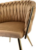 Krzesło plecione Lugano fotel TRECCIA BEIGE VELVET GOLD OUTLET Lugano