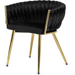 Krzesło plecione Lugano fotel TRECCIA BLACK VELVET GOLD Lugano