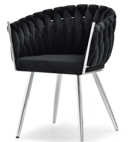 Krzesło plecione Lugano fotel TRECCIA BLACK VELVET SILVER Lugano