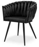 Krzesło plecione Lugano fotel TRECCIA BLACK VELVET SMOKE Lugano