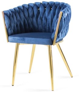 Krzesło plecione Lugano fotel TRECCIA BLUE VELVET GOLD Lugano