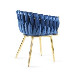 Krzesło plecione Lugano fotel TRECCIA BLUE VELVET GOLD Lugano