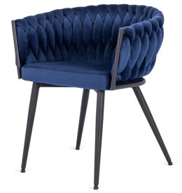 Krzesło plecione Lugano fotel TRECCIA BLUE VELVET SMOKE Lugano