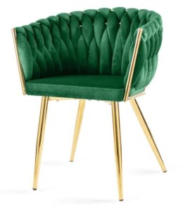 Krzesło plecione Lugano fotel TRECCIA GREEN VELVET GOLD Lugano