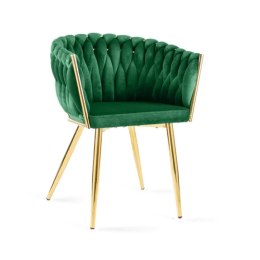 Krzesło plecione Lugano fotel TRECCIA GREEN VELVET GOLD Lugano