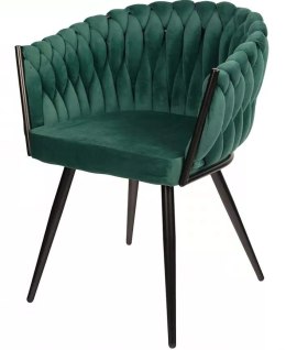 Krzesło plecione Lugano fotel TRECCIA GREEN VELVET SMOKE Lugano