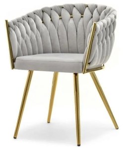 Krzesło plecione Lugano fotel TRECCIA GREY VELVET GOLD Lugano