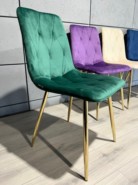 Krzesło tapicerowane BORGO VELVET GREEN GOLD Lugano Krzesło tapicerowane BORGO VELVET GREEN GOLD Lugano